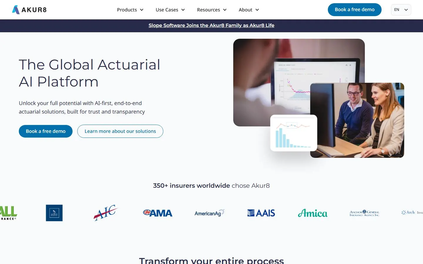 Akur8 homepage