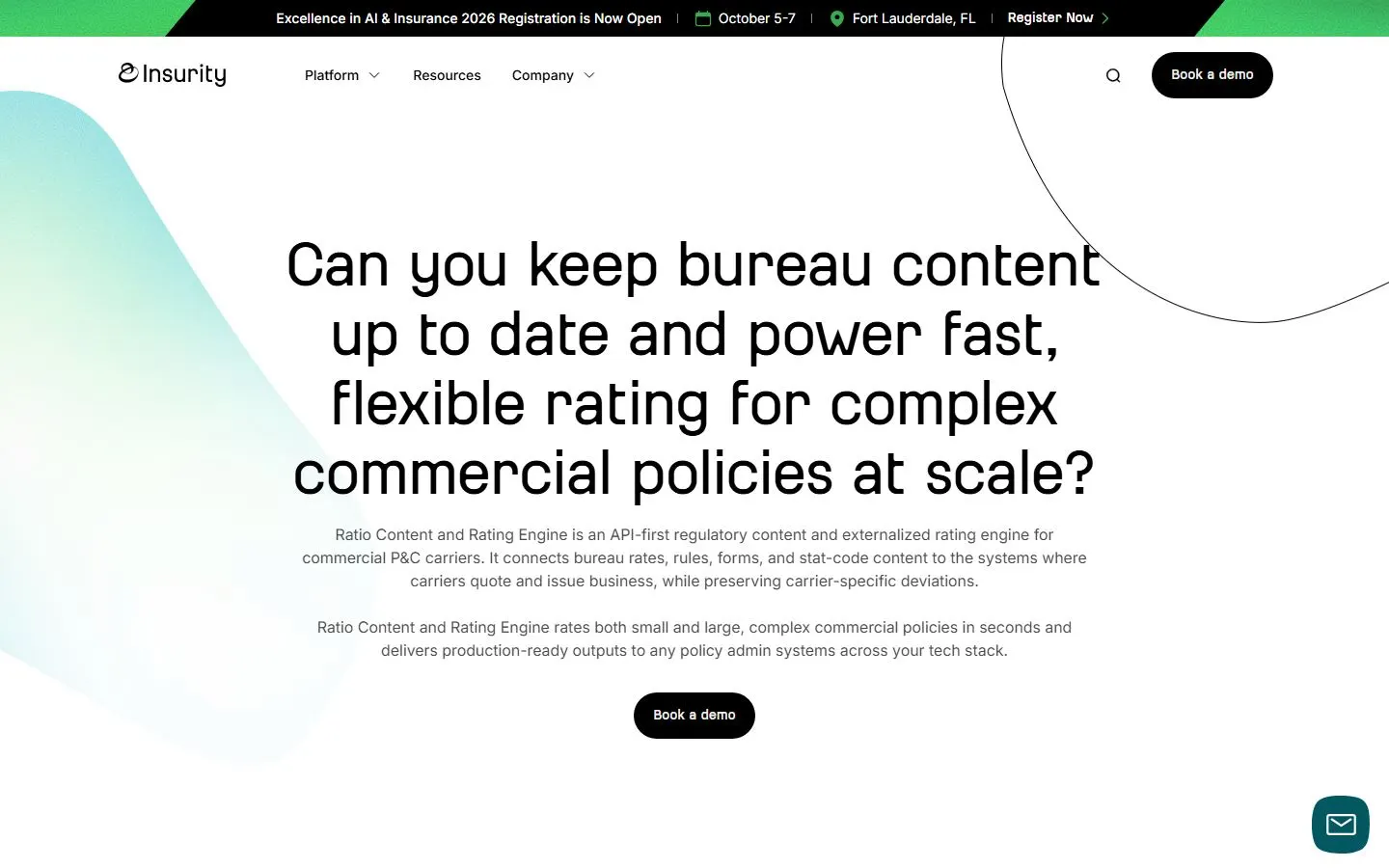 Insurity Ratio Content and Rating Engine homepage